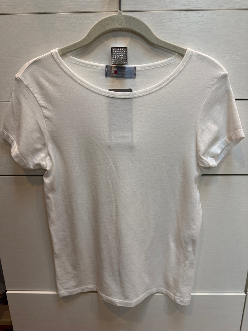 Ina White Scoop Neck Short Sleeve Tee